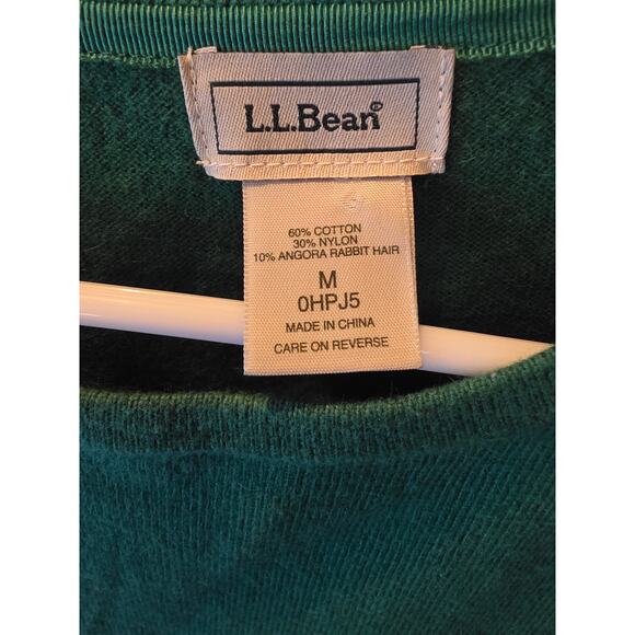L.L.Bean Rabbit Hair Blend Sweater M Womens Green Quiet Luxury Holiday Party - Picture 3 of 4
